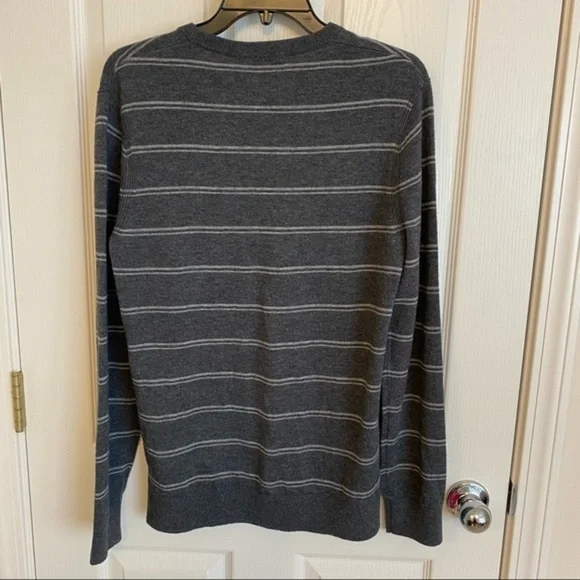 THEORY Riland Striped Wool Blend Pullover Sweater in Charcoal/Grey Size M - Picture 6 of 10